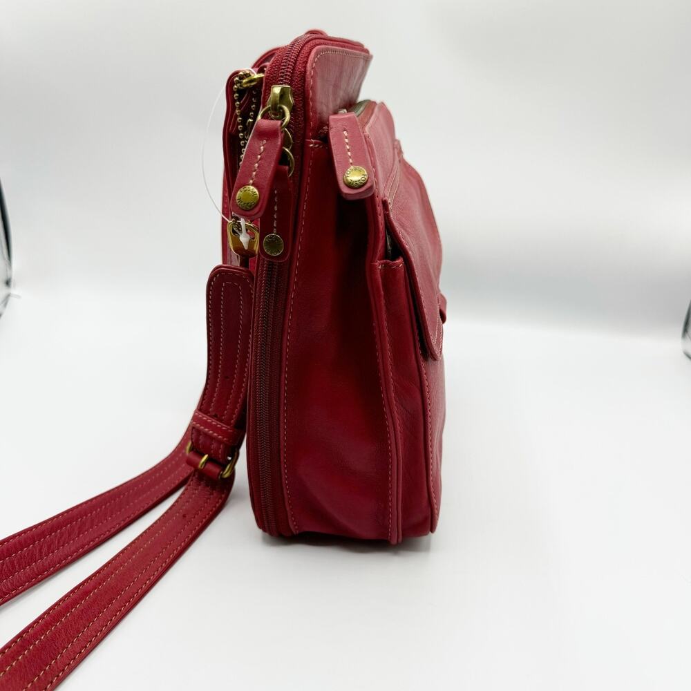 Vintage Fossil Y2K Red Leather Crossbody Bag Everyday Organizer NEW - Picture 5 of 10